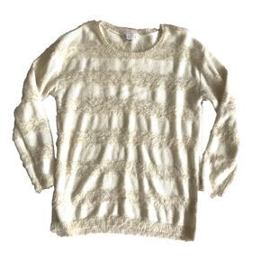 Joseph A. Qu'est 'cequec'est silk? Womens Sz XL Ivory Marshmallow Sweater L/S